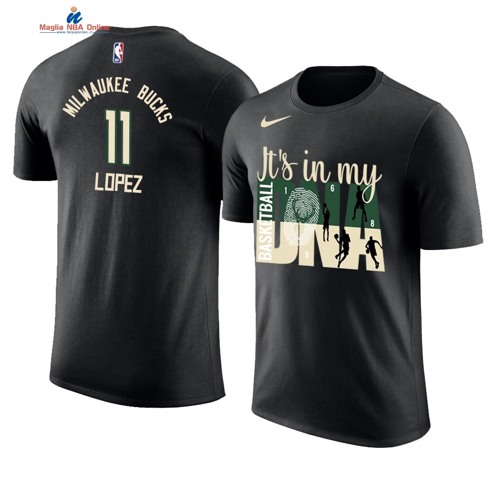 T Shirt NBA Milwaukee Bucks DNA #11 Book Lopez Nero Acquista
