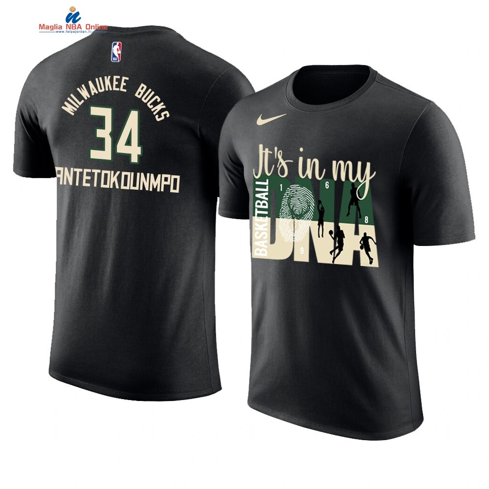 T Shirt NBA Milwaukee Bucks DNA #34 Giannis Antetokounmpo Nero Acquista