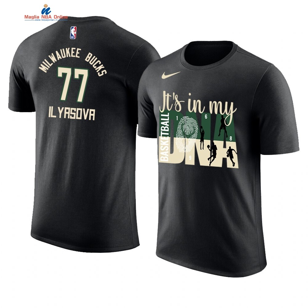 T Shirt NBA Milwaukee Bucks DNA #77 Ersan Ilyasova Nero Acquista
