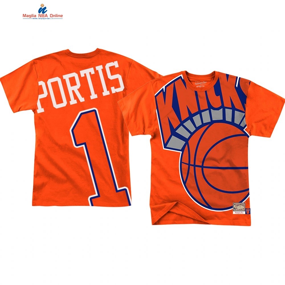 T Shirt NBA New York Knicks Big Face #1 Bobby Portis Arancia Acquista