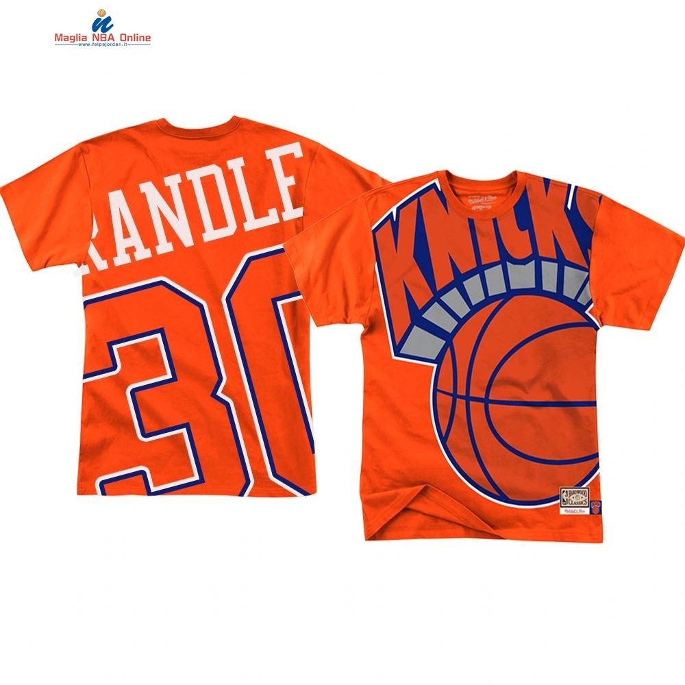 T Shirt NBA New York Knicks Big Face #30 Julius Randle Arancia Acquista