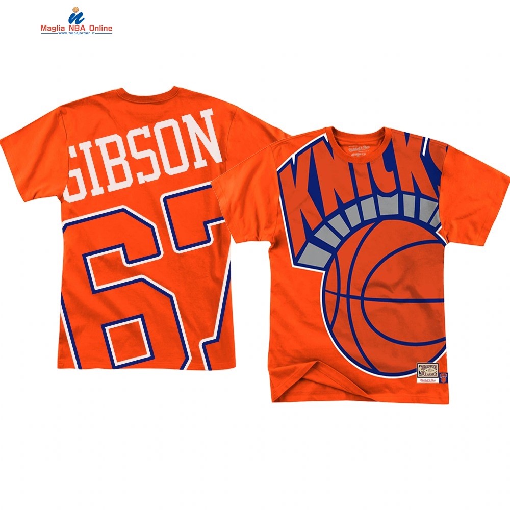 T Shirt NBA New York Knicks Big Face #30 Taj Gibson Arancia Acquista