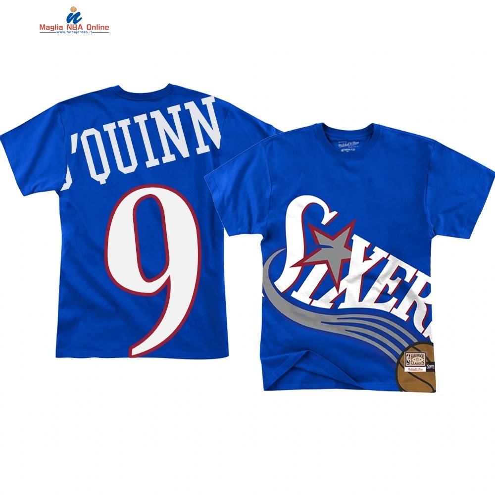 T Shirt NBA Philadelphia Sixers Big Face #9 Kyle Q'quinn Blu Acquista