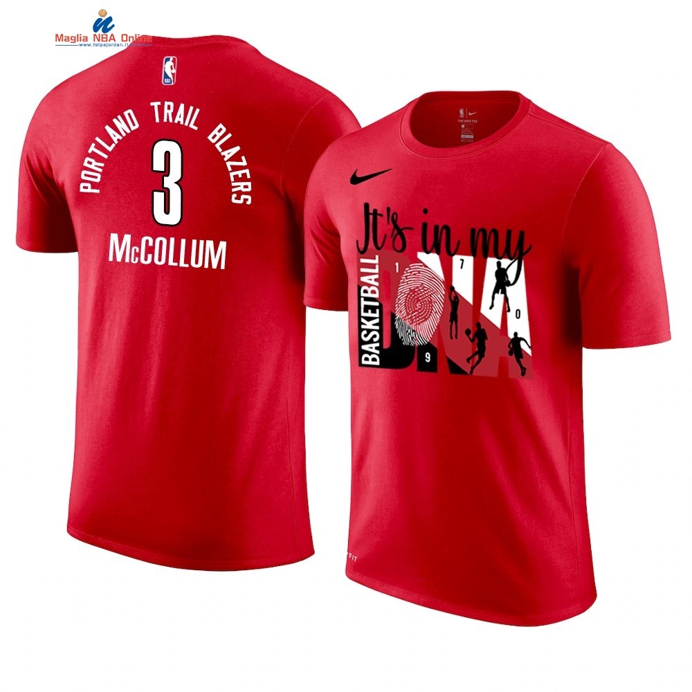 T Shirt NBA Portland Trail Blazers DNA #3 C.J. Mccollum Rosso Acquista