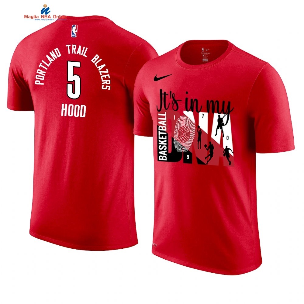 T Shirt NBA Portland Trail Blazers DNA #5 Rodney Hood Rosso Acquista