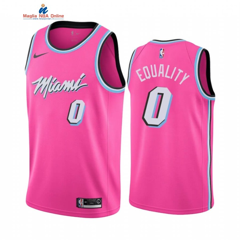 Maglia NBA Earned Edition Miami Heat #0 Meyers Leonard Equality Nike Rosa Acquista