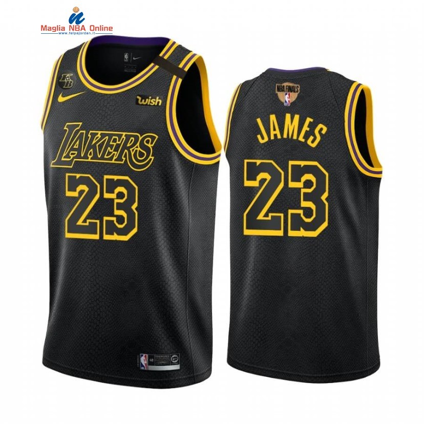 Maglia NBA L.A.Lakers 2020 Campionato Finali #23 LeBron James Nero Mamba Acquista