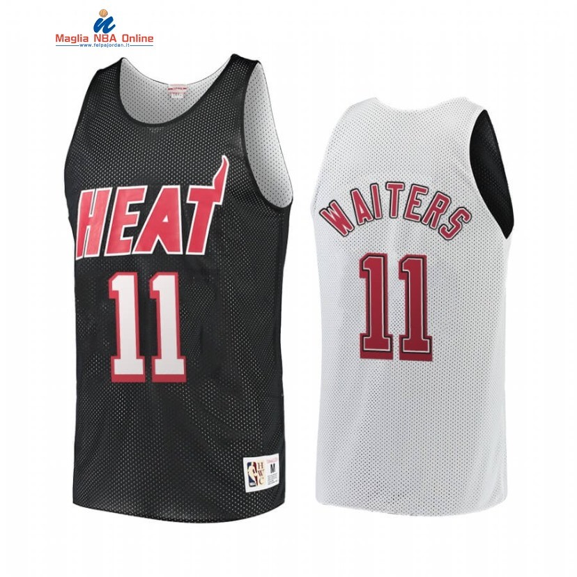 Maglia NBA Miami Heat #11 Dion Waiters Nero Bianco Hardwood Classics Acquista