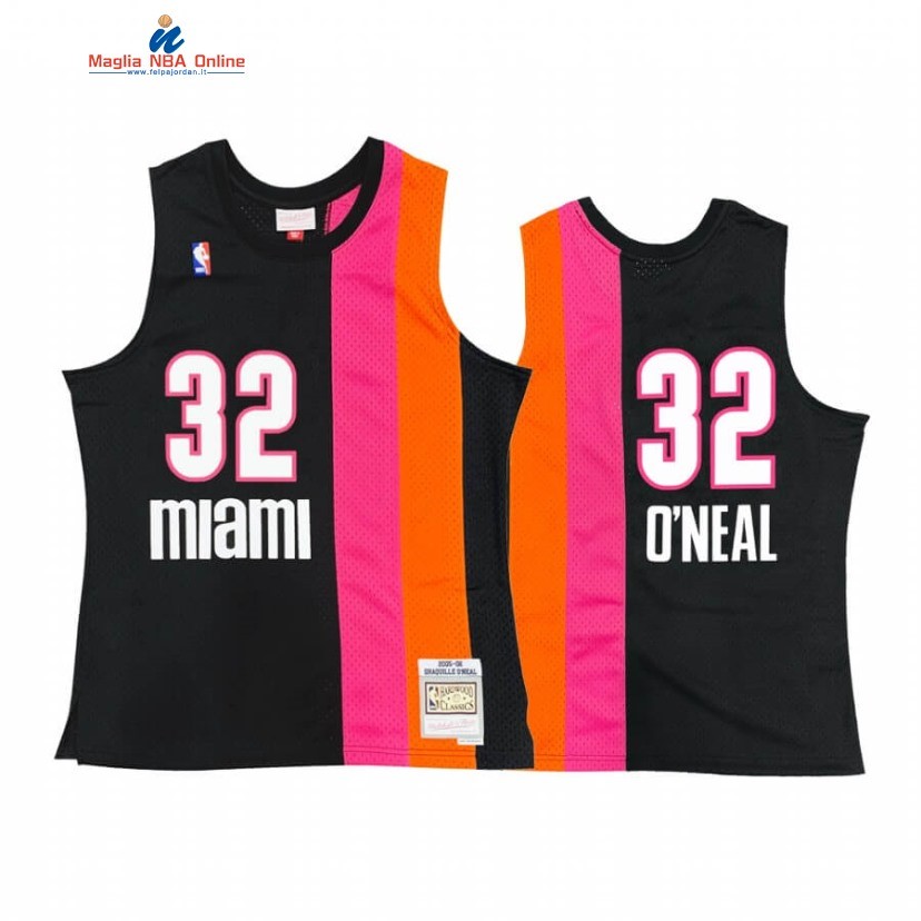 Maglia NBA Miami Heat #32 Shaquille O'Neal Nero Throwback Acquista