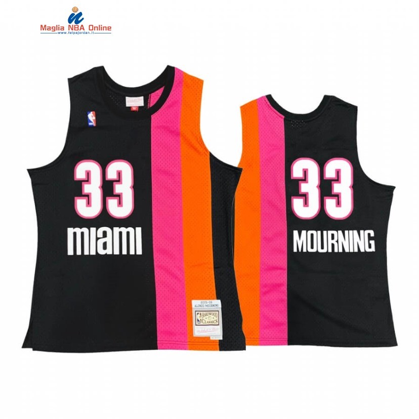 Maglia NBA Miami Heat #33 Alonzo Mourning Nero Throwback Acquista