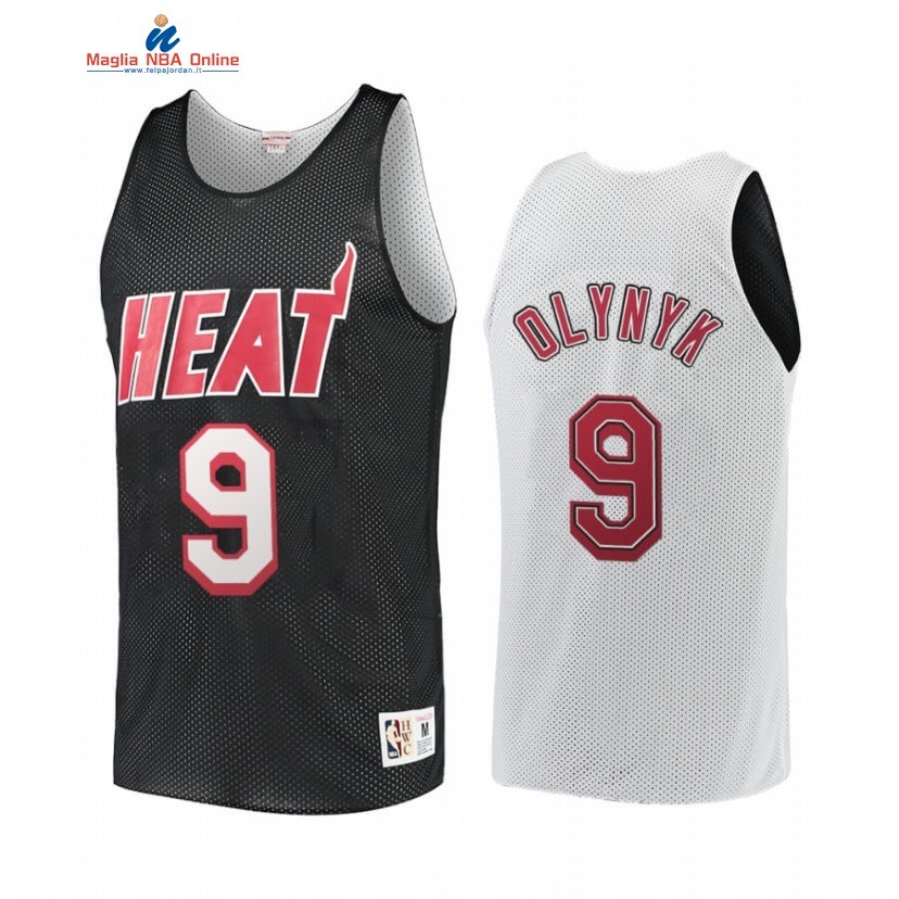 Maglia NBA Miami Heat #9 Kelly Olynyk Nero Bianco Hardwood Classics Acquista