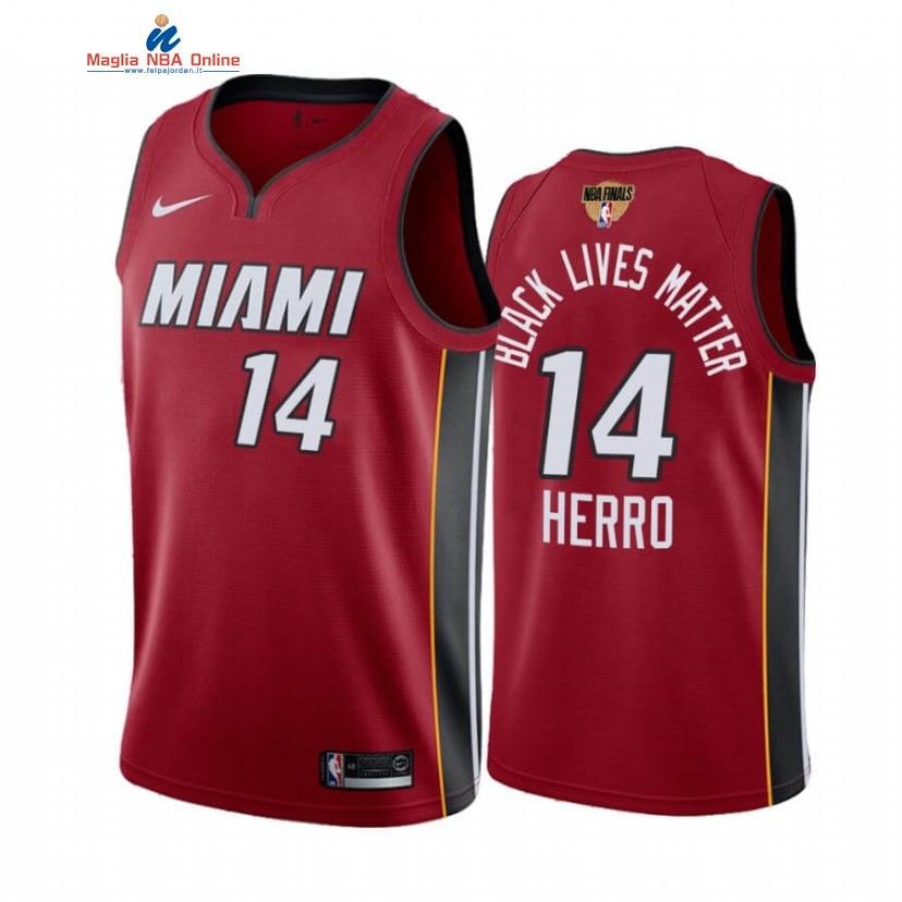 Maglia NBA Miami Heat 2020 Campionato Finali #14 Tyler Herro BLM Rosso Statement Acquista