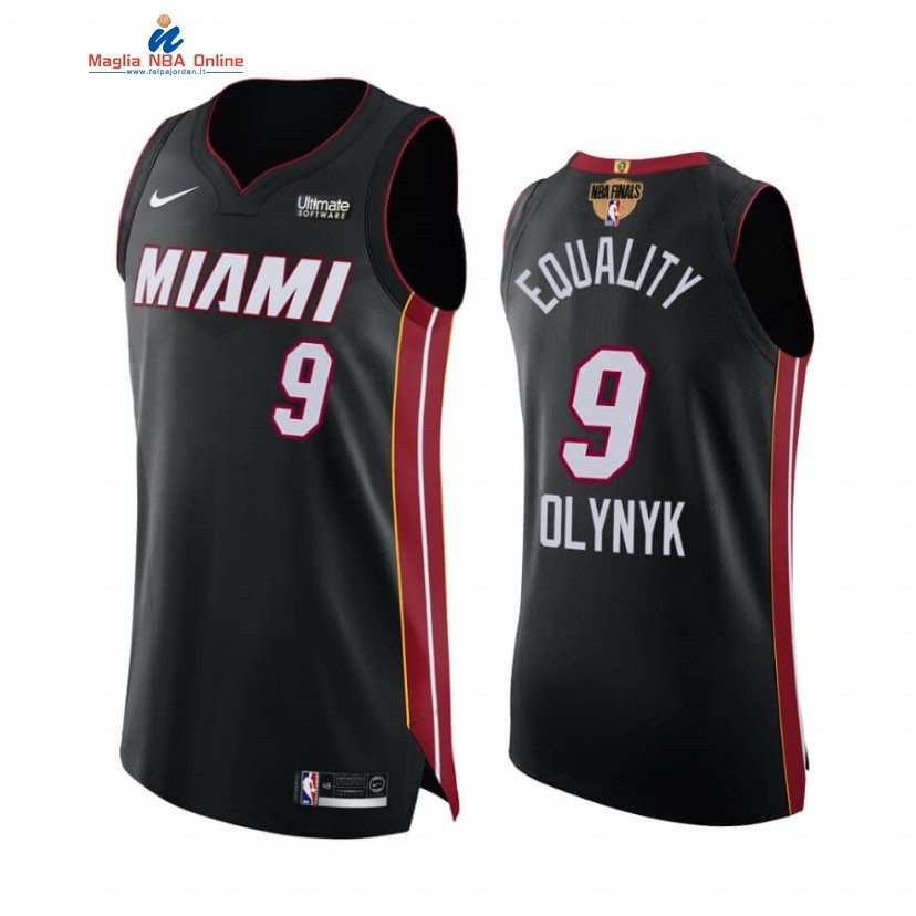 Maglia NBA Miami Heat 2020 Campionato Finali #9 Kelly Olynyk BLM Nero Icon Acquista
