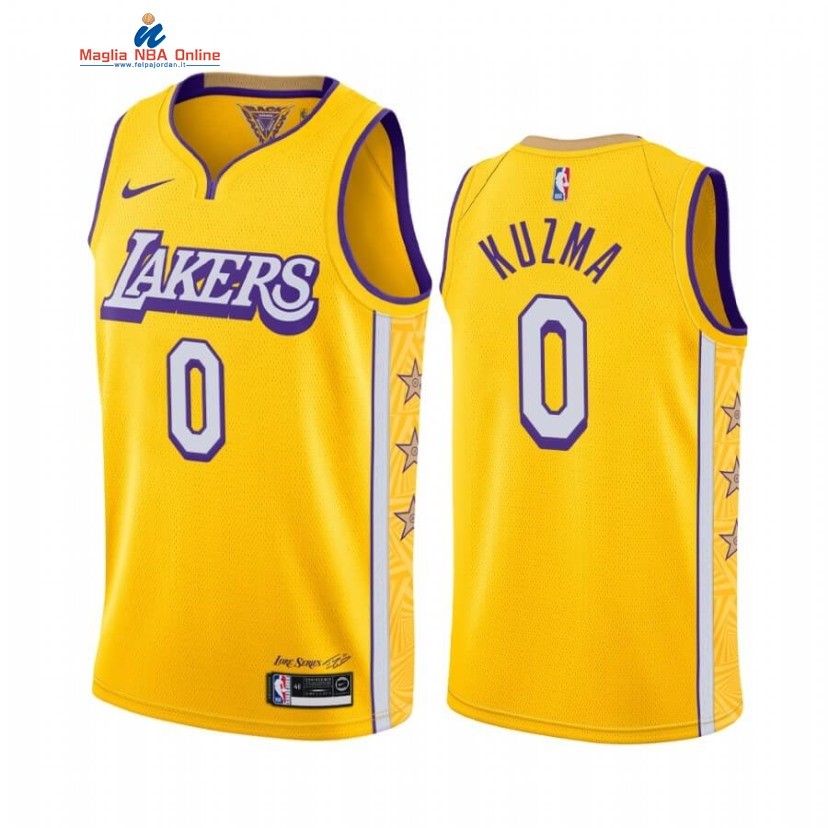 Maglia NBA Nike Los Angeles Lakers #0 Kyle Kuzma Nike Giallo Città 2019-20 Acquista