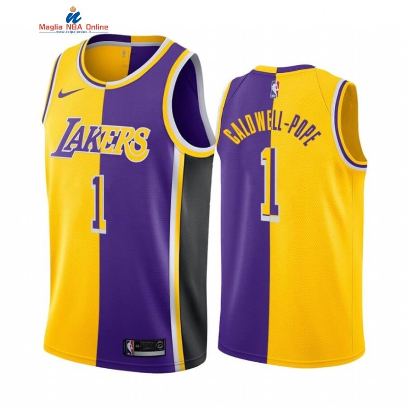 Maglia NBA Nike Los Angeles Lakers #1 Kentavious Caldwell Pope Giallo Porpora Split 2019-20 Acquista