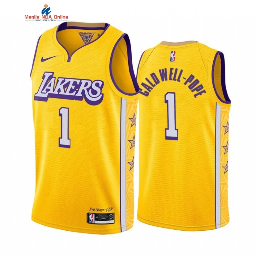 Maglia NBA Nike Los Angeles Lakers #1 Kentavious Caldwell Pope Nike Giallo Città 2019-20 Acquista