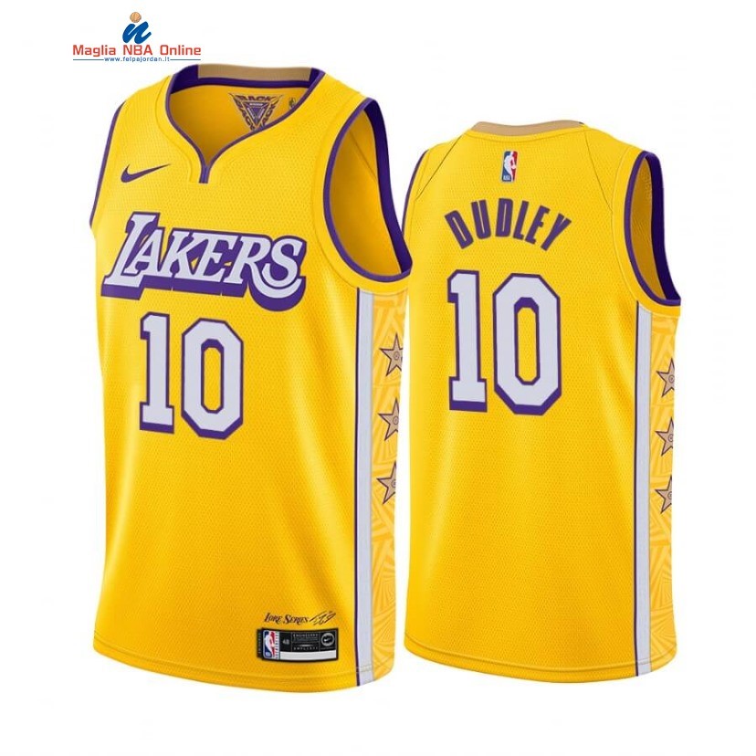 Maglia NBA Nike Los Angeles Lakers #10 Jared Dudley Nike Giallo Città Acquista