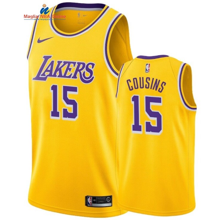 Maglia NBA Nike Los Angeles Lakers #15 DeMarcus Cousins Giallo Icon 2019-20 Acquista