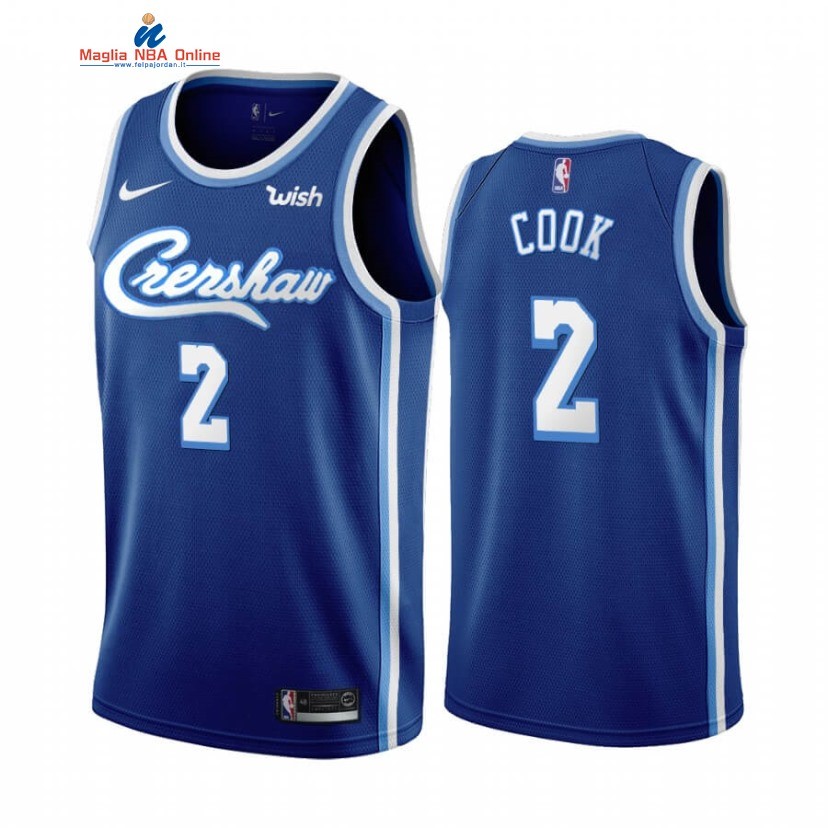 Maglia NBA Nike Los Angeles Lakers #2 Quinn Cook Blu Classic 2019-20 Acquista