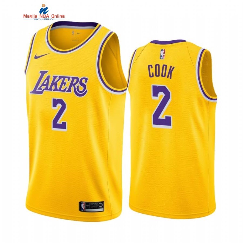 Maglia NBA Nike Los Angeles Lakers #2 Quinn Cook Giallo Icon 2019-20 Acquista