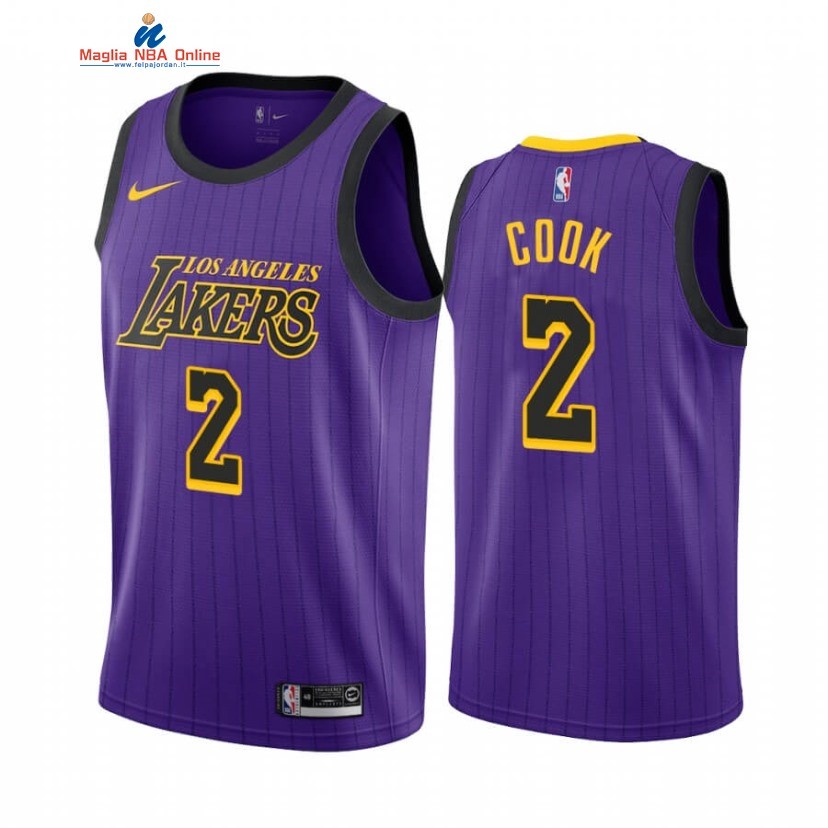 Maglia NBA Nike Los Angeles Lakers #2 Quinn Cook Nike Porpora Città 2019-20 Acquista