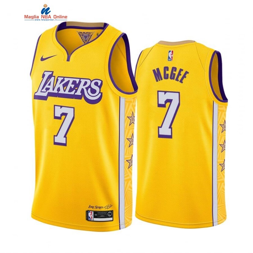 Maglia NBA Nike Los Angeles Lakers #7 JaVale McGee Nike Giallo Città 2019-20 Acquista
