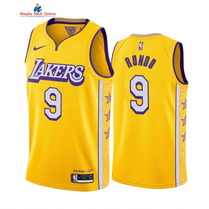 Maglia NBA Nike Los Angeles Lakers #9 Rajon Rondo Nike Giallo Città 2019-20 Acquista