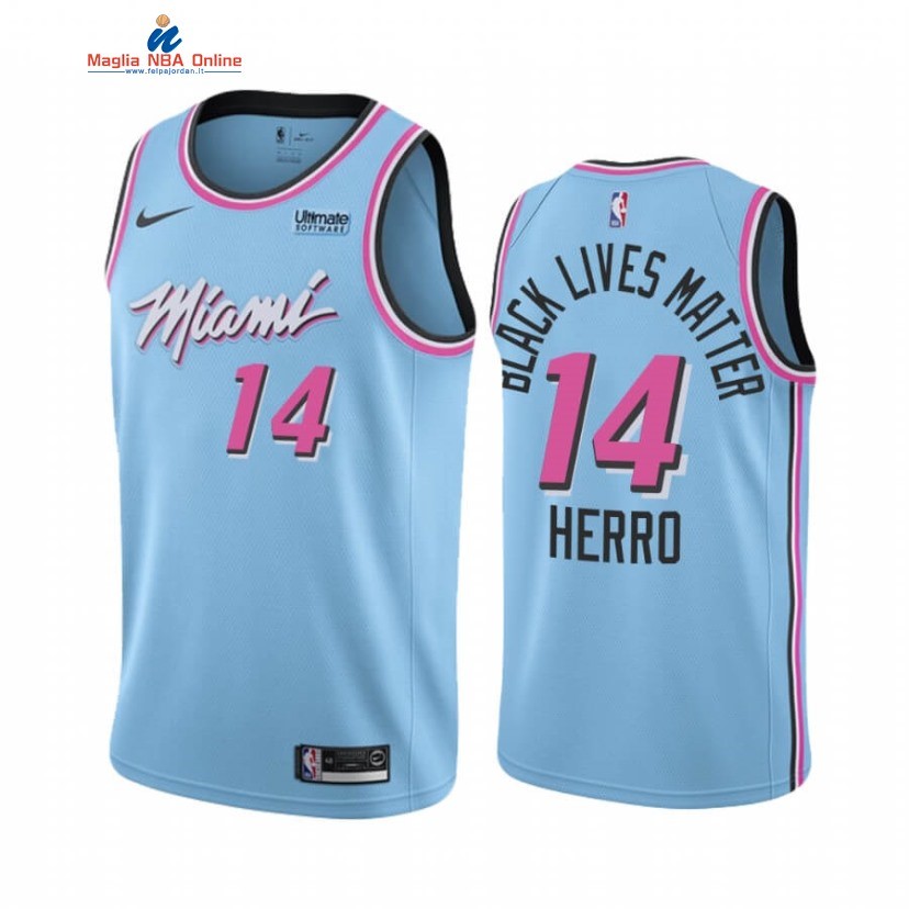 Maglia NBA Nike Miami Heat #14 Tyler Herro BLM Blu Città 2019-20 Acquista