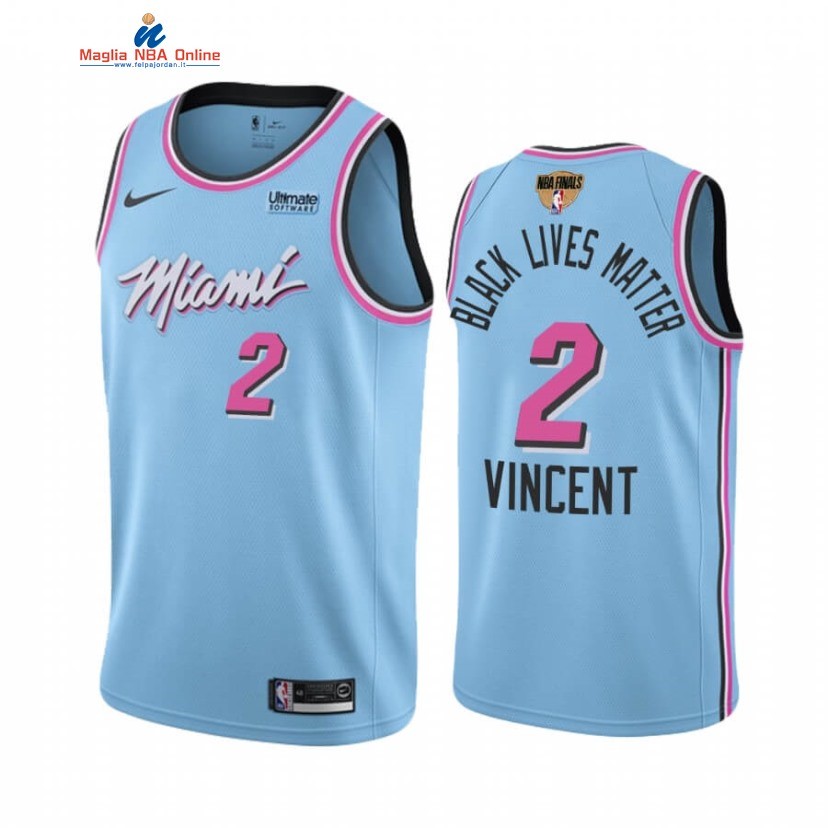 Maglia NBA Nike Miami Heat #2 Gabe Vincent BLM Blu Città 2019-20 Acquista