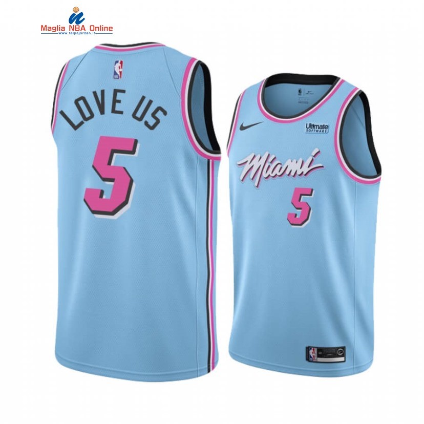Maglia NBA Nike Miami Heat #5 Derrick Jones Jr. love us Blu Città 2019-20 Acquista