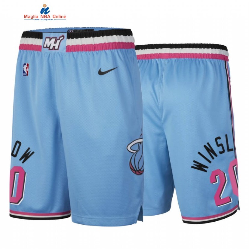 Pantaloni Basket Miami Heat #20 Justise Winslow Nike Blu Città Acquista