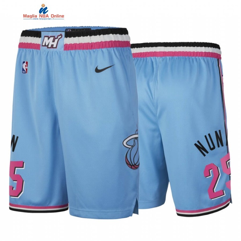Pantaloni Basket Miami Heat #25 Kendrick Nunn Nike Blu Città Acquista