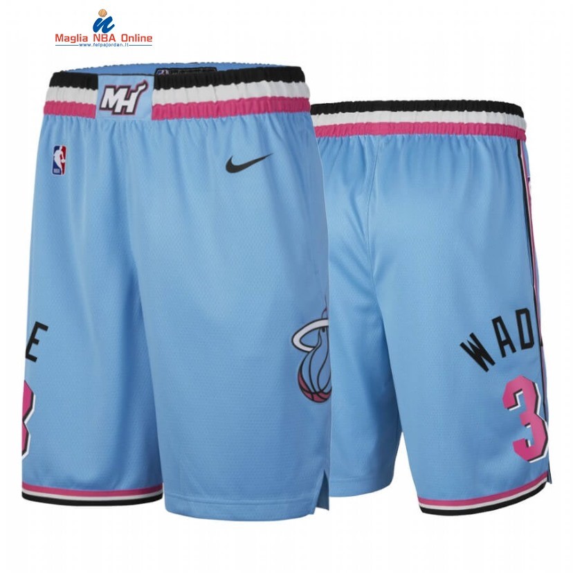 Pantaloni Basket Miami Heat #3 Dwyane Wade Nike Blu Città Acquista