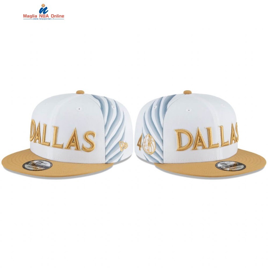 Cappelli 2020-21 Dallas Mavericks Primary Blanco Oro Città Acquista