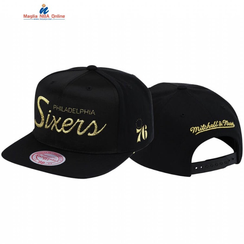 Cappelli Philadelphia 76ers Dazzle Nero Oro Hardwood Classics Acquista