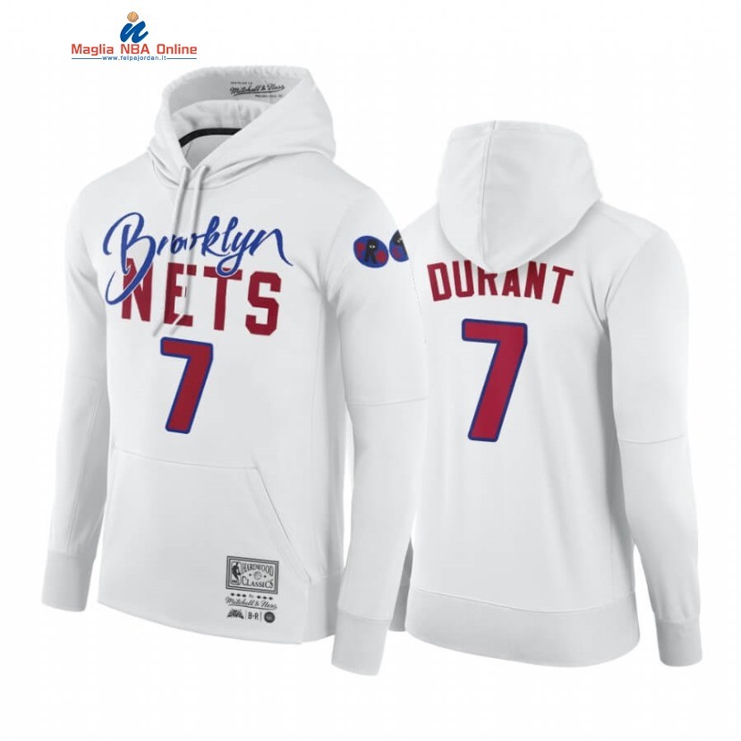 Felpe Con Cappuccio Brooklyn Nets #7 Kevin Durant Bianco Hardwood Classics Acquista