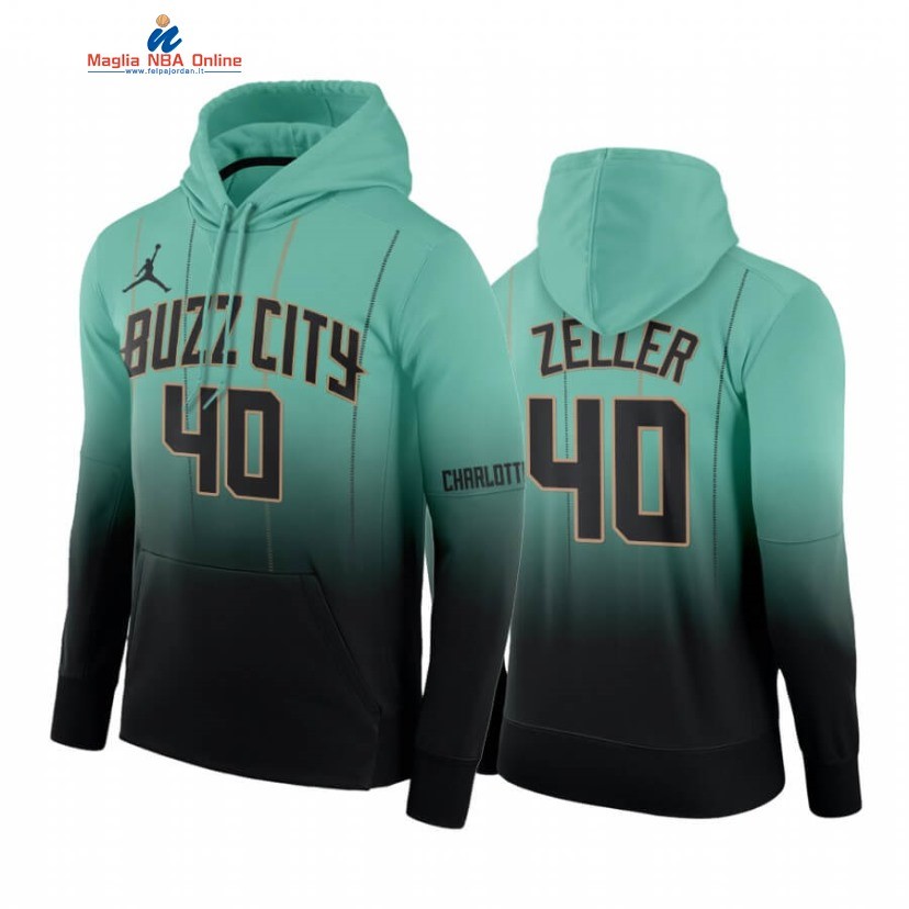 Felpe Con Cappuccio Charlotte Hornets #40 Cody Zeller Teal Città 2020-21 Acquista