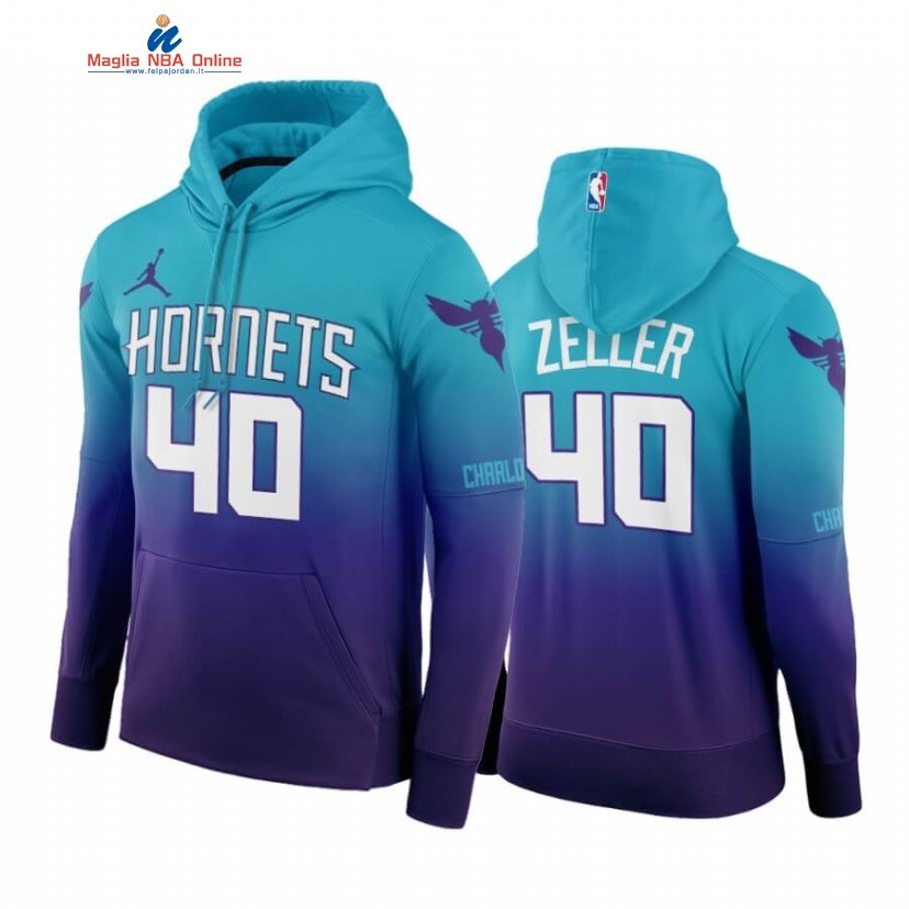 Felpe Con Cappuccio Charlotte Hornets #40 Cody Zeller Teal Icon 2020-21 Acquista