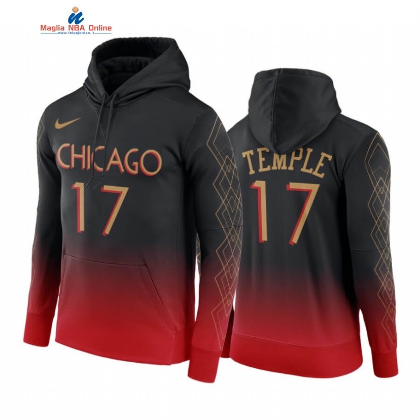 Felpe Con Cappuccio Chicago Bulls #17 Garrett Temple Nero Rosso Città 2020-21 Acquista