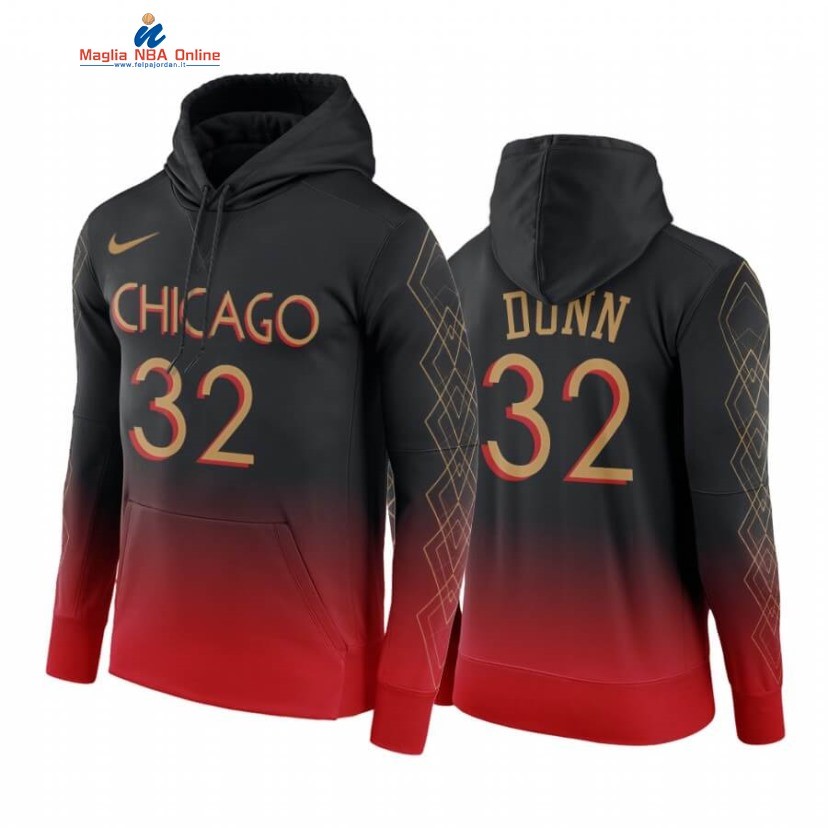 Felpe Con Cappuccio Chicago Bulls #32 Kris Dunn Nero Rosso Città 2020-21 Acquista