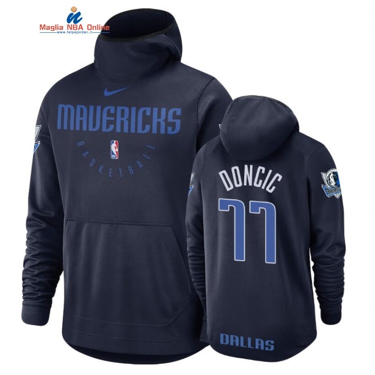 Felpe Con Cappuccio Dallas Mavericks #77 Luka Doncic Marino 2020 Acquista