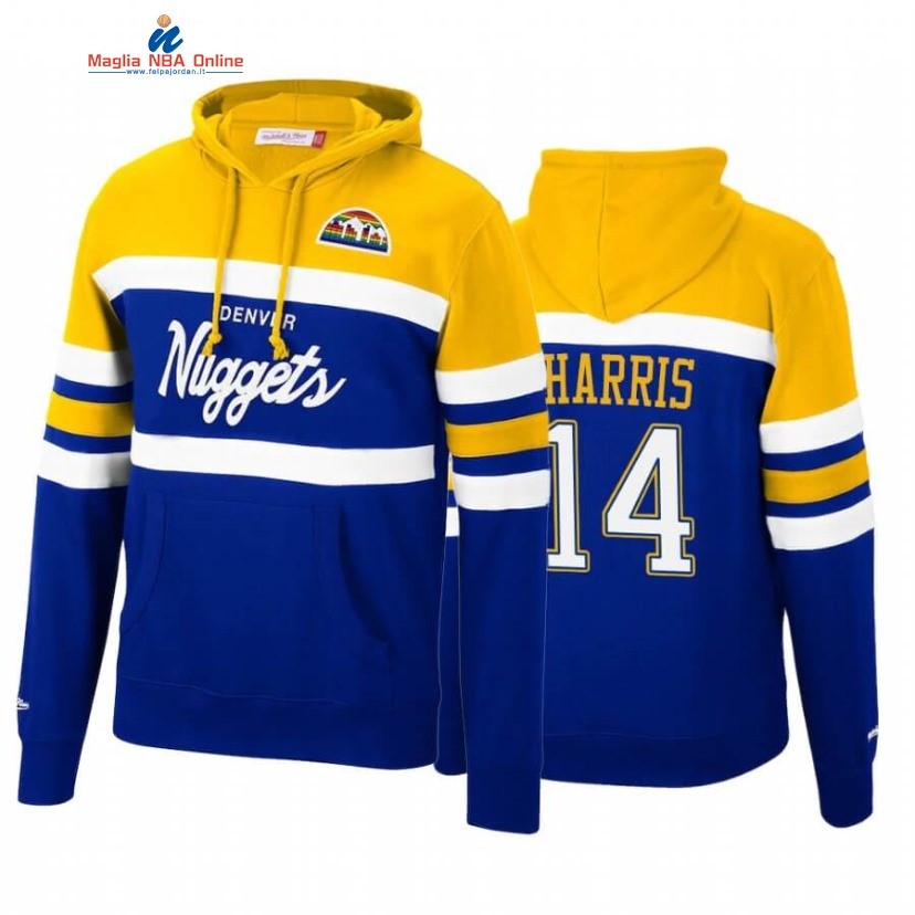 Felpe Con Cappuccio Denver Nuggets #14 Gary Harris Oro Marino Hardwood Classics Acquista