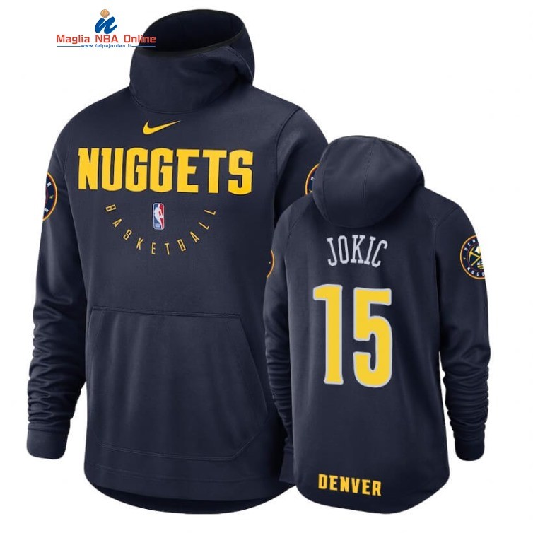 Felpe Con Cappuccio Denver Nuggets #15 Nikola Jokic Marino 2020 Acquista