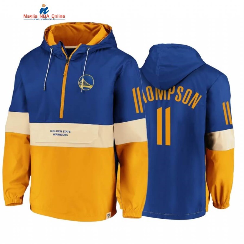 Felpe Con Cappuccio Golden State Warriors #11 Klay Thompson Blu Oro 2020 Acquista