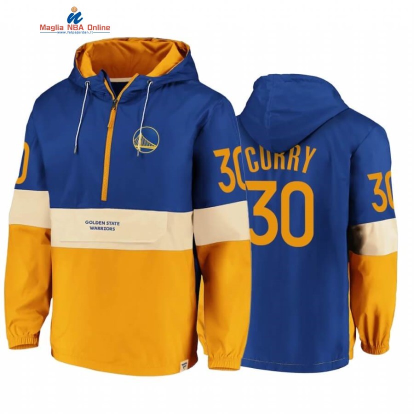 Felpe Con Cappuccio Golden State Warriors #30 Stephen Curry Blu Oro 2020 Acquista