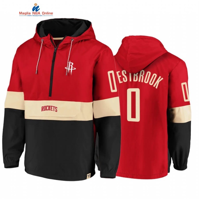 Felpe Con Cappuccio Houston Rockets #0 Russell Westbrook Rosso Nero Acquista