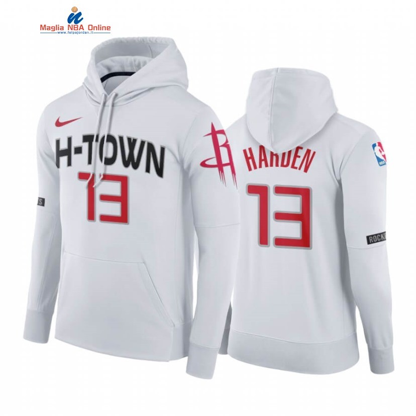 Felpe Con Cappuccio Houston Rockets #13 James Harden Bianco Città 2019-20 Acquista