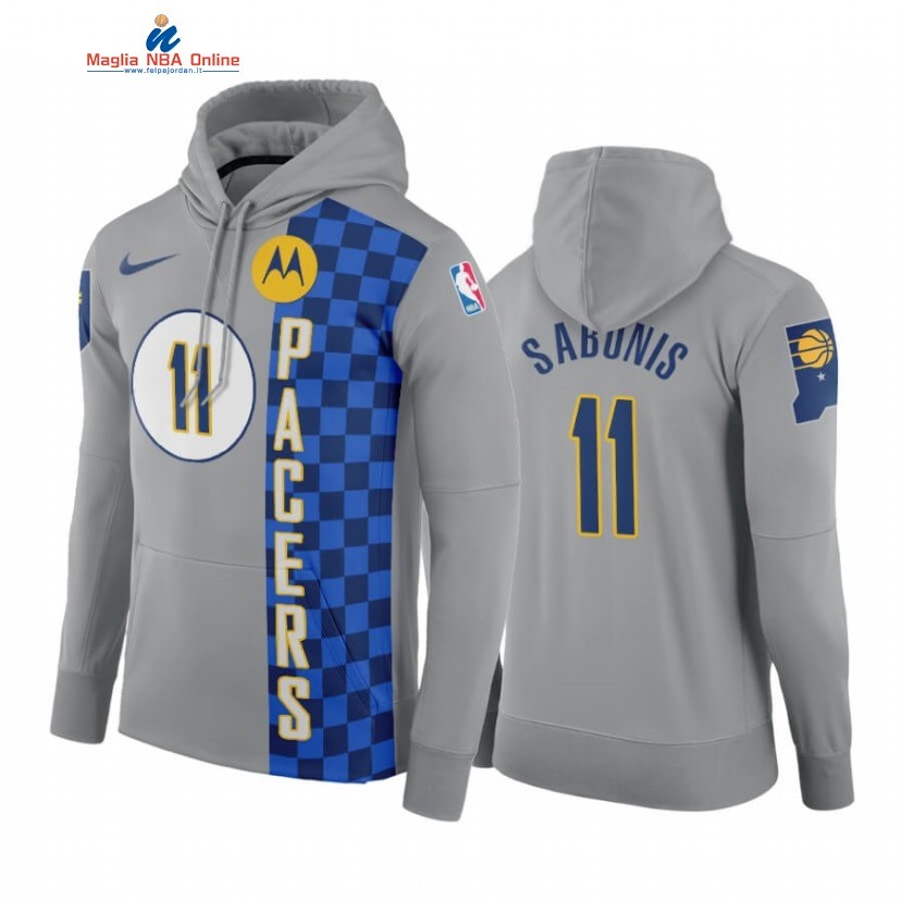 Felpe Con Cappuccio Indiana Pacers #11 Domantas Sabonis Grigio Città 2019-20 Acquista