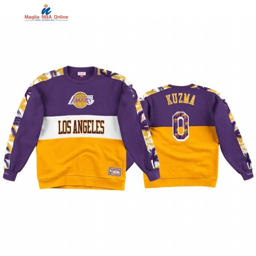 Felpe Con Cappuccio Los Angeles Lakers #0 Kyle Kuzma Oro Porpora Throwback Acquista
