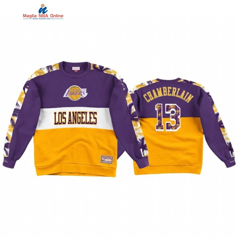 Felpe Con Cappuccio Los Angeles Lakers #13 Wilt Chamberlain Oro Porpora Acquista